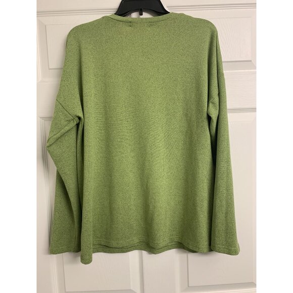 Misslook L Lightweight Floral Cotton Casual Knit Henley Sweater Green - Picture 3 of 8